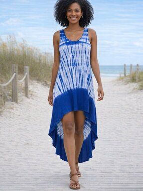 Blue Skies & Tie-Dye Dreams  High-Low Beach Dress